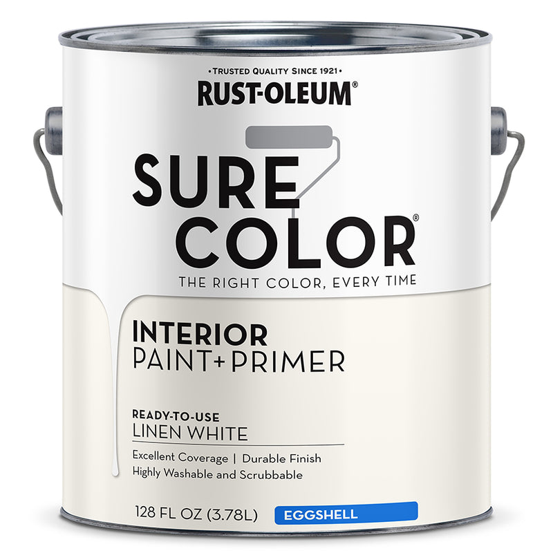 Rust Oleum Sure Color Eggshell Interior Paint + Primer White () Gallon Project Weekend DIY