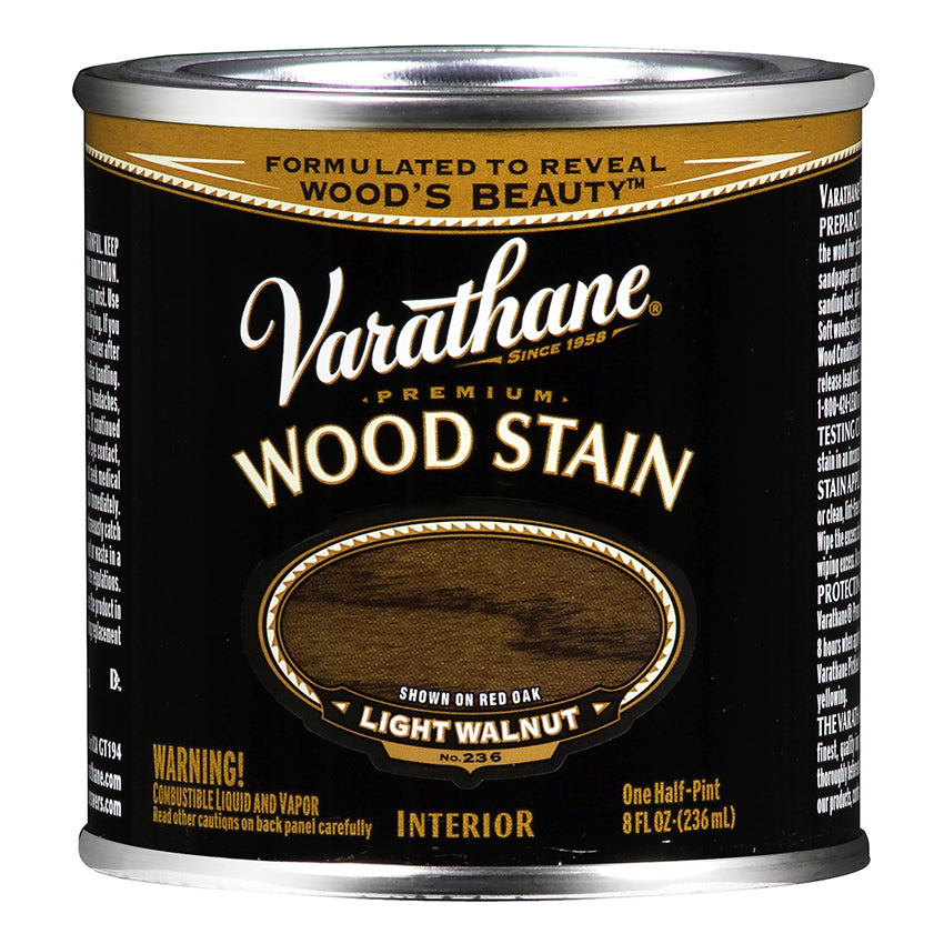 Varathane Premium Wood Stain, Light Walnut, Half Pint