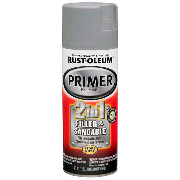 Rust-Oleum Automotive 2-in-1 Filler & Sandable Primer, Gray, 12 oz