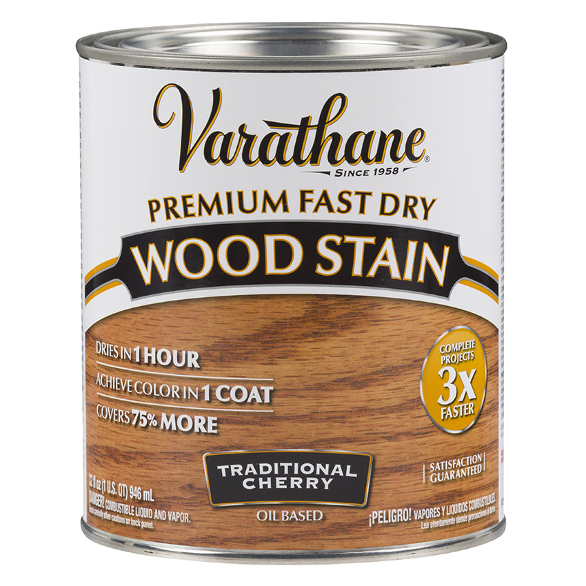 Varathane Premium Fast Dry Wood Stain, Traditional Cherry, Quart