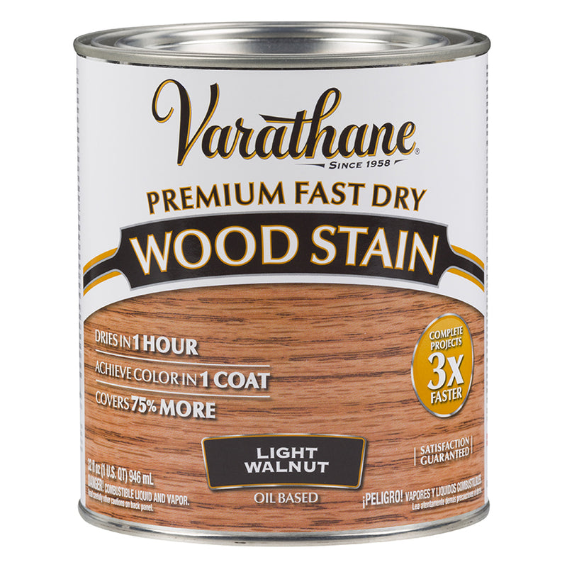Varathane Premium Fast Dry Wood Stain, Light Walnut, Quart