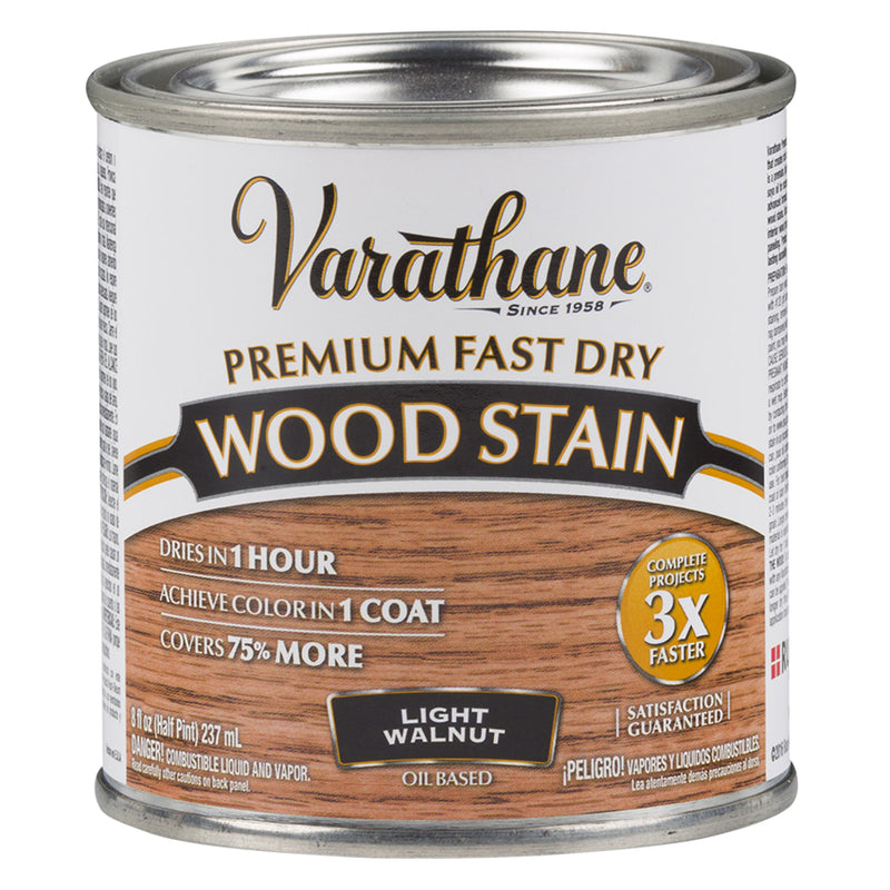 Varathane Premium Fast Dry Wood Stain, Light Walnut, Half Pint