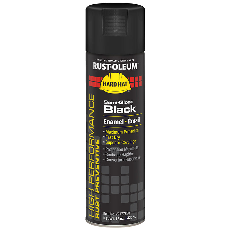 Rust Oleum High Performance Spray Hard Hat Enamel S G Black Paint, Semi Gloss Project Weekend DIY
