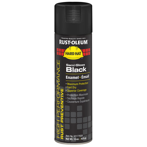 Rust Oleum High Performance Spray Hard Hat Enamel S G Black Paint, Semi Gloss Project Weekend DIY