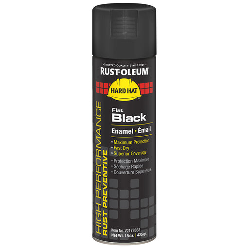 Rust Oleum High Performance Spray Hard Hat Enamel Black Paint, Flat Project Weekend DIY