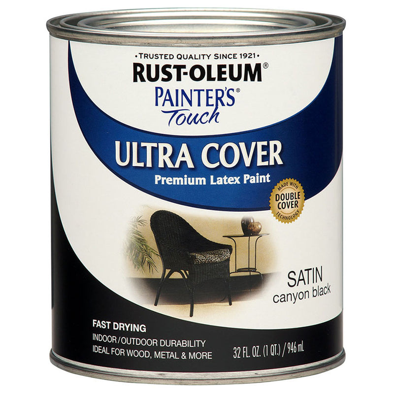 Rust-Oleum Painter's Touch 2X Enamel, Satin Canyon Black, Quart