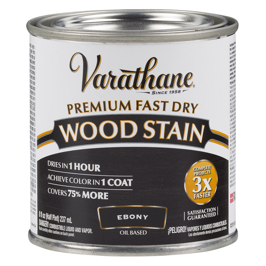 Varathane Premium Fast Dry Wood Stain, Ebony, Half Pint