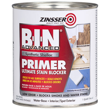Zinsser B-I-N Advanced Synthetic Shellac Primer white quart can