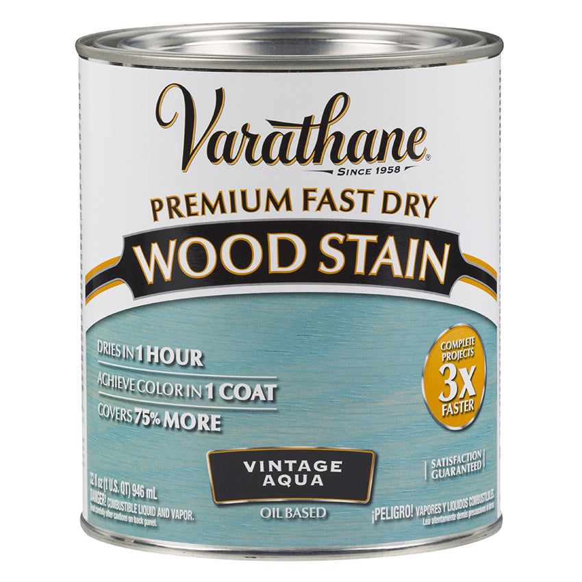 Varathane Premium Fast Dry Wood Stain, Vintage Aqua, Quart