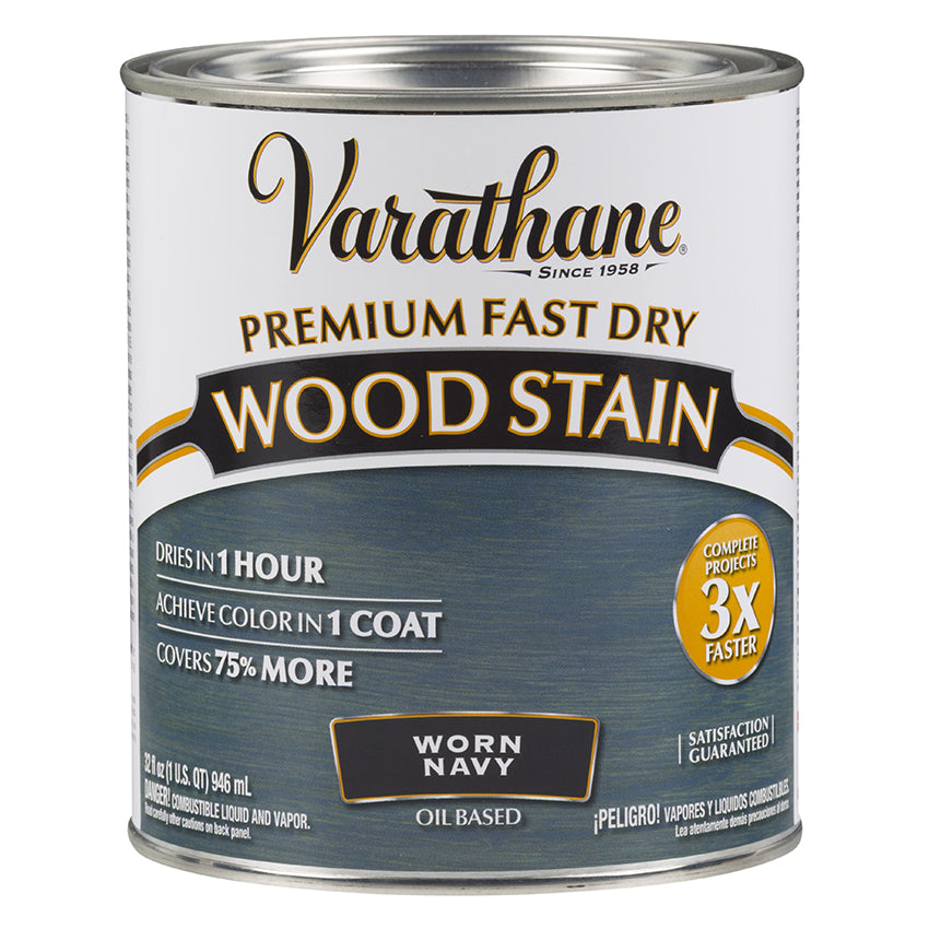 Varathane Premium Fast Dry Wood Stain, Worn Navy, Quart