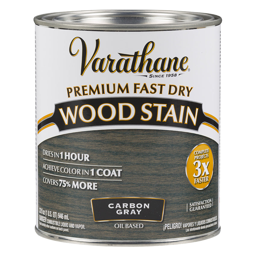 Varathane Premium Fast Dry Wood Stain, Carbon Gray, Quart