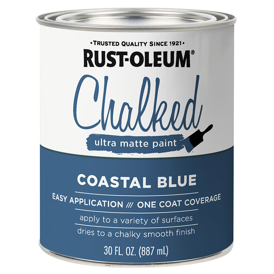 Rust-Oleum Chalked Ultra Matte Paint, Coastal Blue, Quart