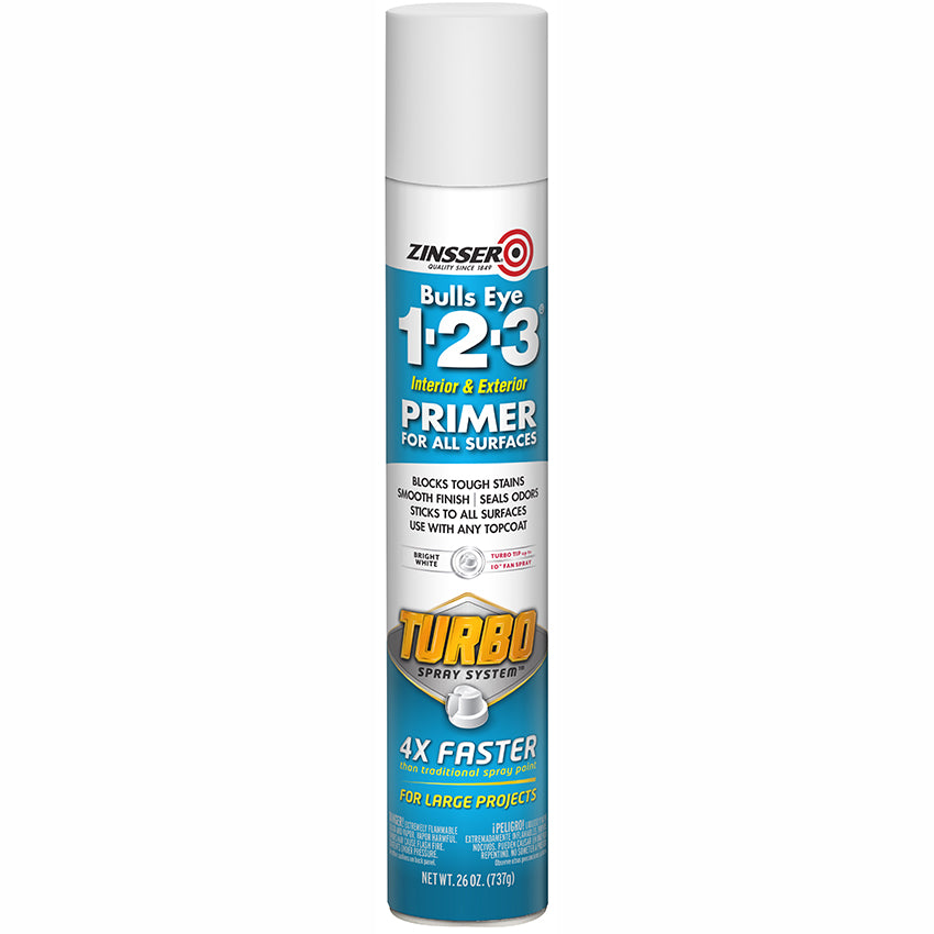 Zinsser Bulls Eye 1-2-3 Turbo Primer, White, 26 oz