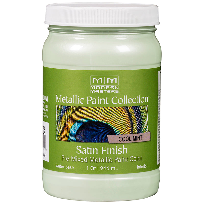 Modern Masters Satin Metallic Paint, listed Cool Mint, Quart package reference
