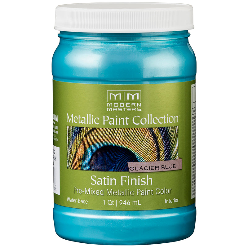 Modern Masters Satin Metallic Paint, listed Glacier Blue, Quart package reference