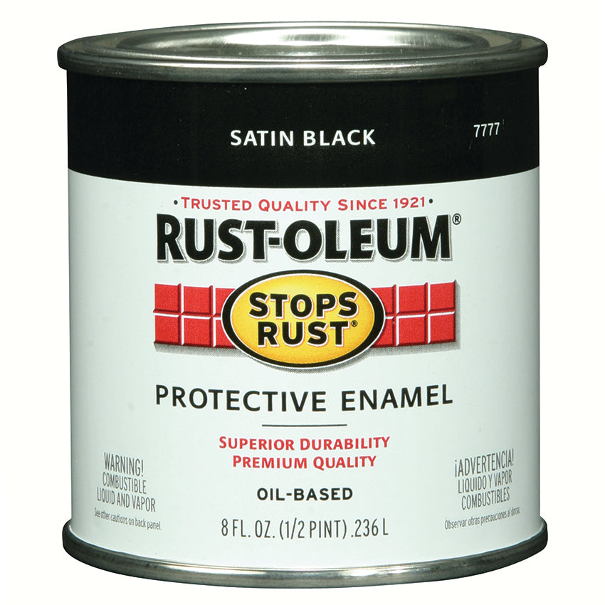 Rust-Oleum Stops Rust Protective Enamel, Black, Satin, Half Pint