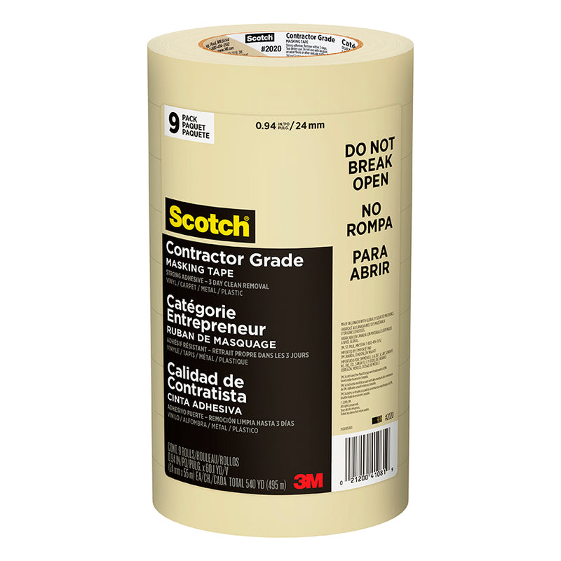 3M Scotch Contractor Grade Masking Tape, 9-Pack