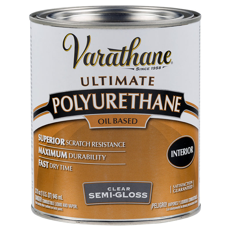 Varathane Interior Oil-Based Polyurethane, Clear Semi-Gloss, Quart