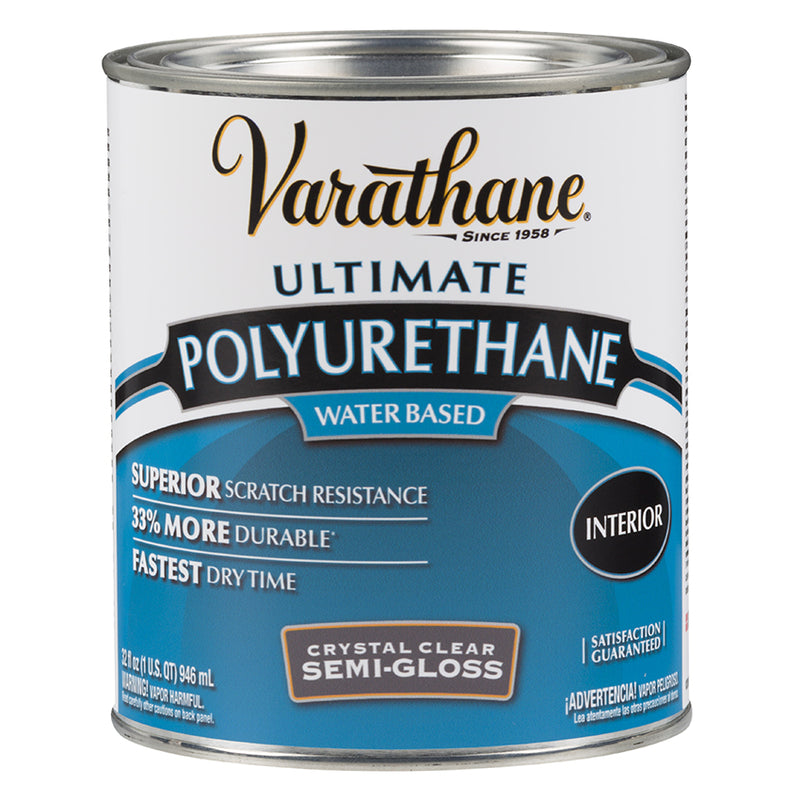 Varathane Ultimate Water-Based Polyurethane, Semi-Gloss, Quart