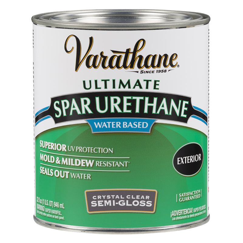 Varathane Outdoor Water-Based Spar Urethane, Clear Semi-Gloss, Quart