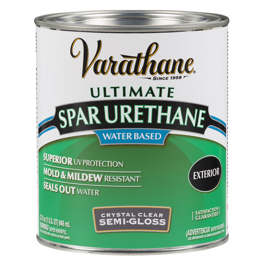 Varathane Outdoor Water-Based Spar Urethane, Clear Semi-Gloss, Quart