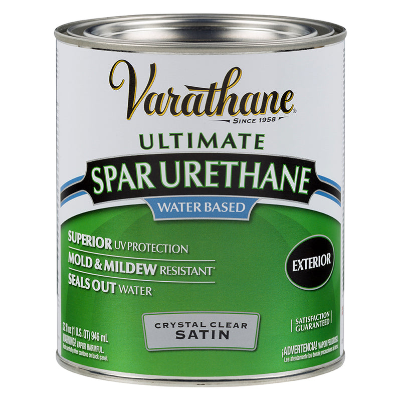 Varathane Outdoor Water-Based Spar Urethane, Clear Satin, Quart