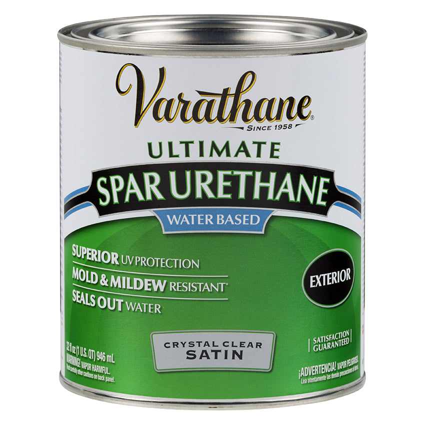 Varathane Outdoor Water-Based Spar Urethane, Clear Satin, Quart