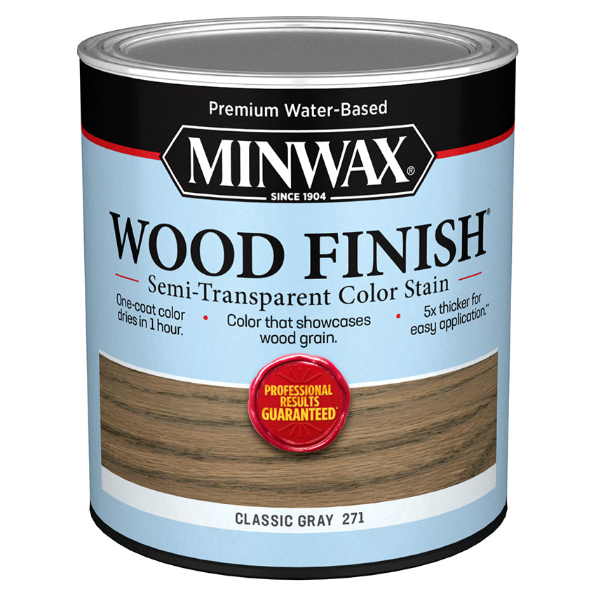 Minwax Water-Based Semi-Transparent Stain, Classic Gray, Quart