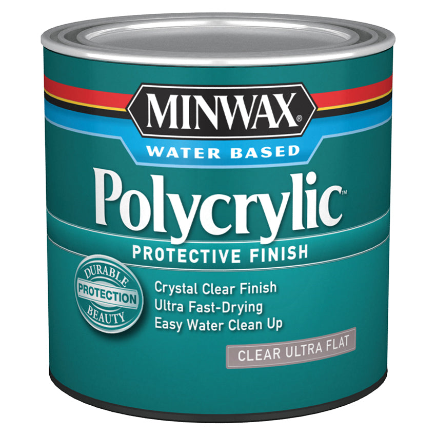 Minwax Polycrylic Protective Finish, Clear Ultra Flat, Half Pint