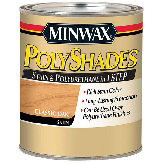Minwax PolyShades Stain & Polyurethane, Classic Oak, Satin, Half Pint