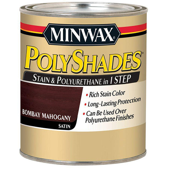 Minwax PolyShades Stain & Polyurethane, Bombay Mahogany, Half Pint