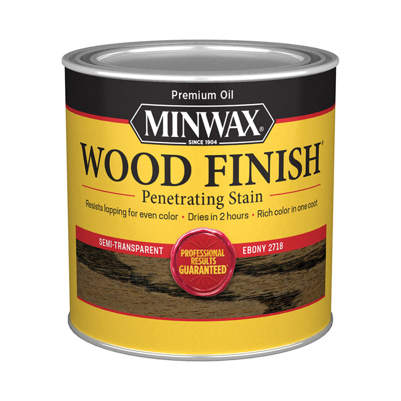 Minwax Wood Finish Oil-Based Stain, Ebony, Half Pint