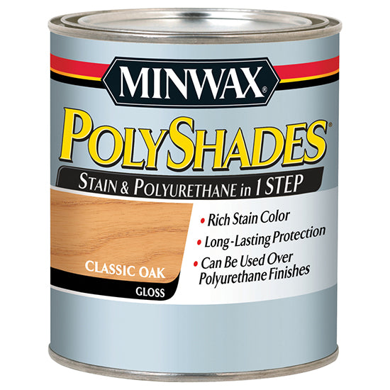 Minwax PolyShades Stain & Polyurethane, Classic Oak, Gloss, Quart