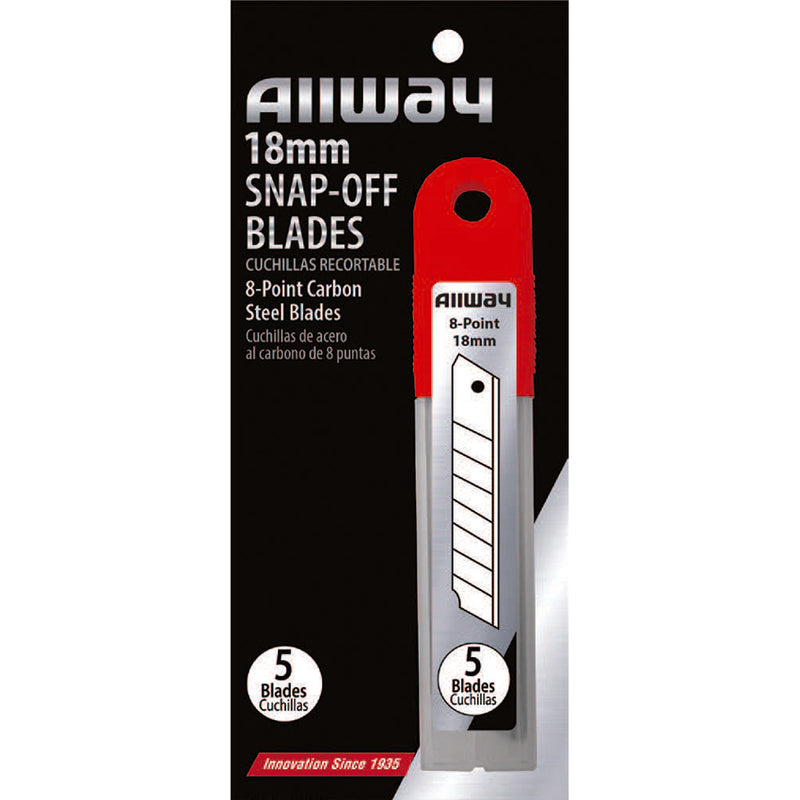 Allway B-Series Carbon Steel 8-Point Snap Blade, 18 mm, 5-Pack