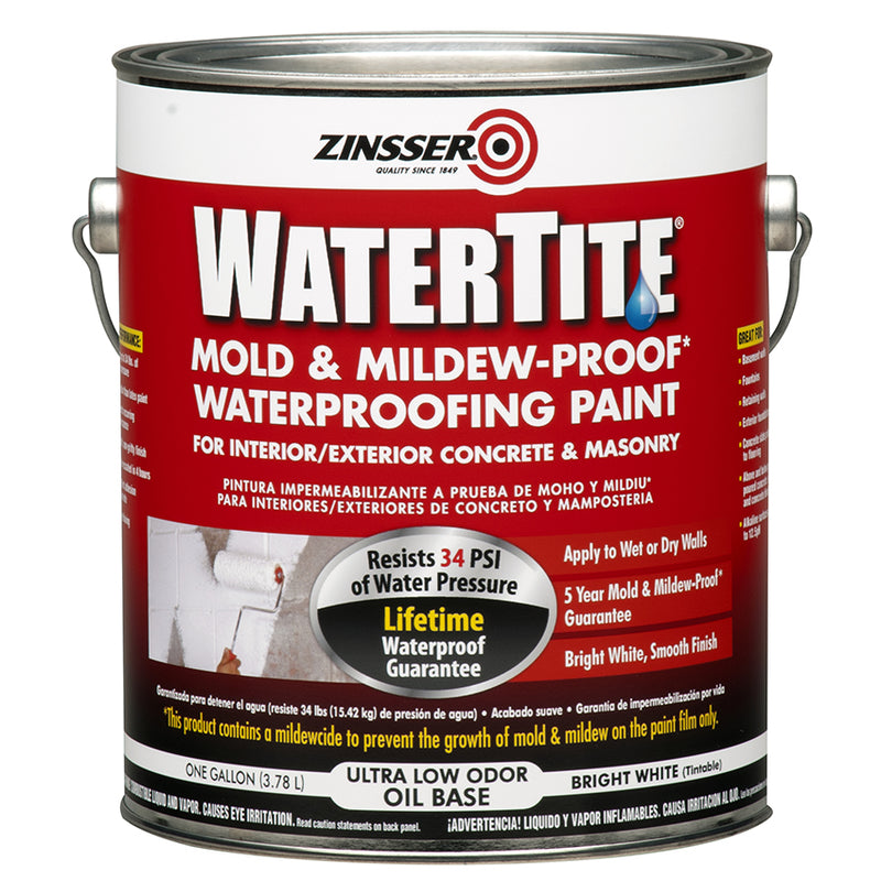 Zinsser Watertite Mold & Mildew Proof Waterproofing, White, Gallon