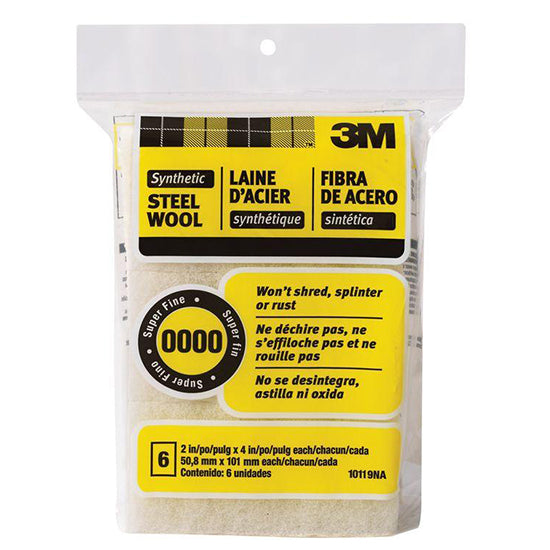 3M Synthetic Steel Wool Pad, #0000, White, 2 Inch