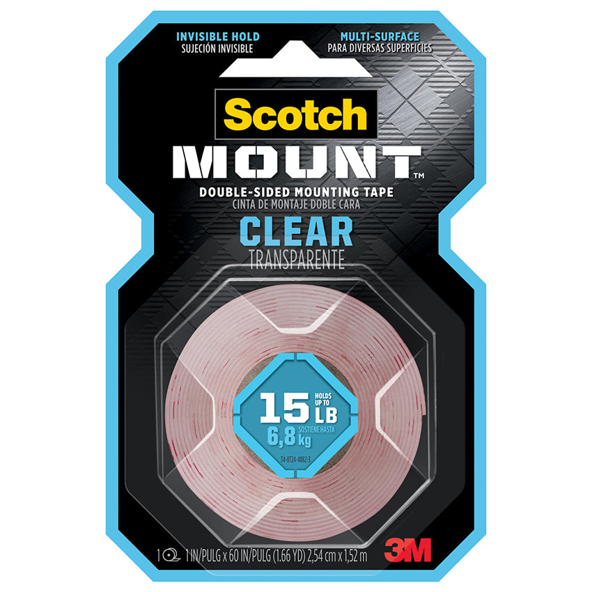 3M Scotch-Mount Double-Sided Mounting Tape, 1 x 60 Inch