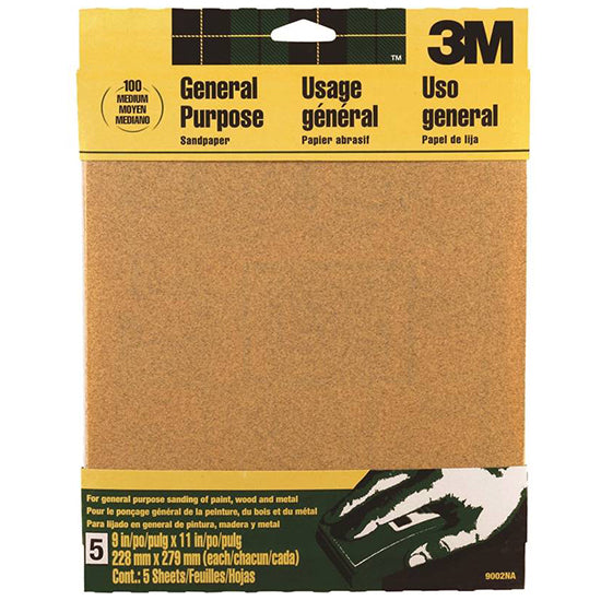 3M Sand-Pak Production Sanding Sheet, 100-Grit Medium, 9 Inch