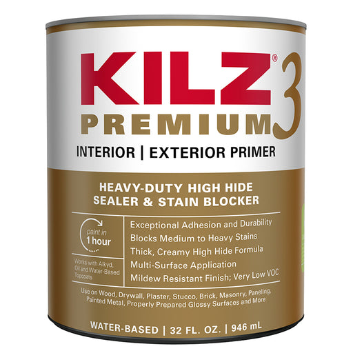 Quart Kilz 3 Premium Interior/Exterior Water-Based Primer 13002 - LCB Paint & Supply