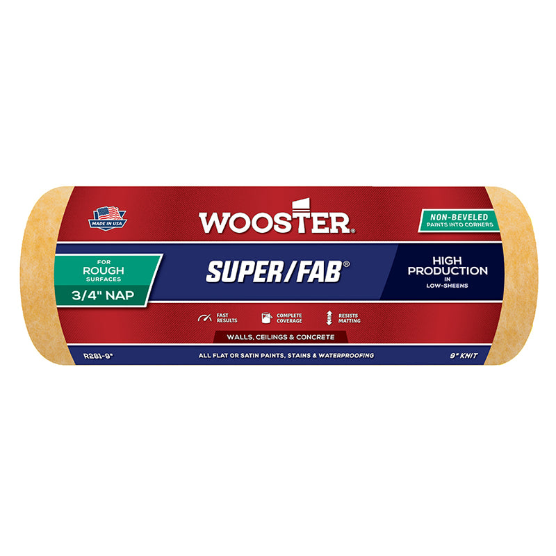Wooster Super/fab Roller Cover Non-Beveled 3/4 - 9in by Wooster | LCB Paint & Supply
