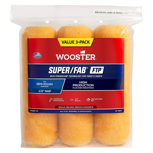 Wooster Wooster Super/fab FTP 1/2in Roller Cover 3-Pack - 9in by Wooster | LCB Paint & Supply