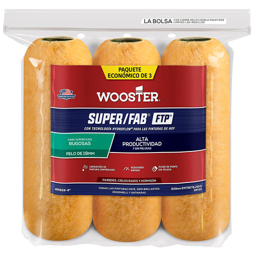 Wooster Wooster Super/fab FTP 3/4in Roller Cover 3-Pack - 9in by Wooster | LCB Paint & Supply