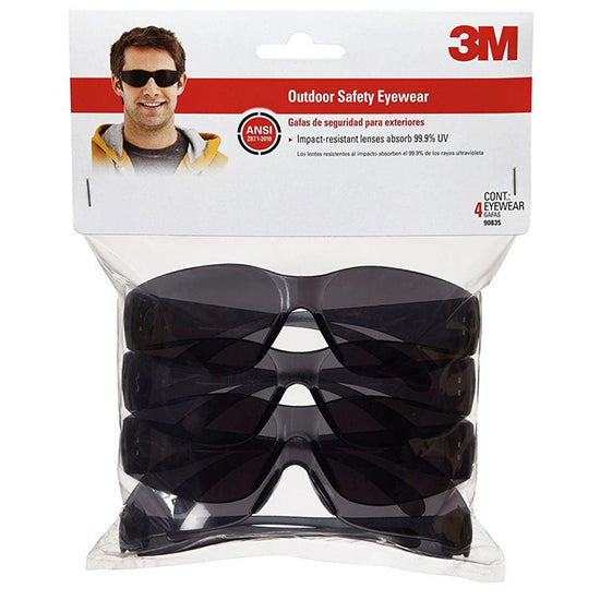 3M Tekk Protection Outdoors Safety Eyewear, Scratch & Impact, 4-Pack