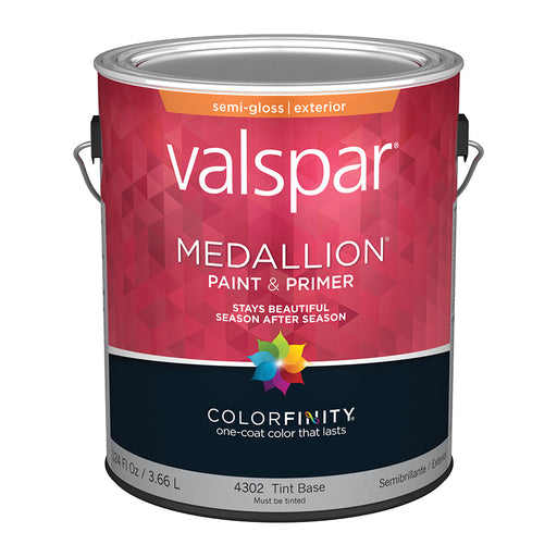 Valspar Medallion 100% Acrylic Exterior Latex Paint & Primer Semi-Gloss Tint Base Gallon product image