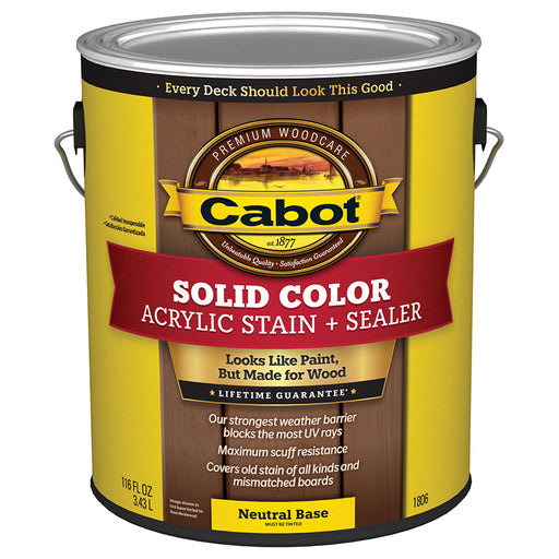 Cabot Solid Color Deck Water-Based Acrylic Deck Stain Neutral Base Low-Lustre Gallon product image