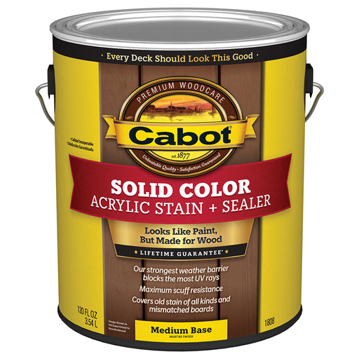 Cabot Solid Color Deck Water-Based Acrylic Deck Stain Medium Base Low-Lustre Gallon product image