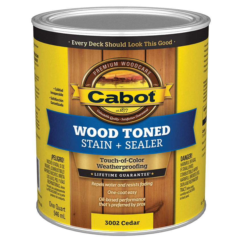 Cabot Transparent Wood Toned Stain + Sealer, Cedar, Quart