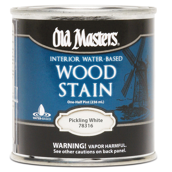Old Masters Water-Based Wood Stain, Pickling White, Half Pint