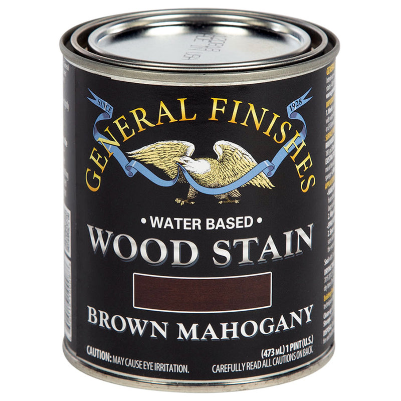 General Finishes Water-Based Wood Stain, Brown Mahogany, Pint can