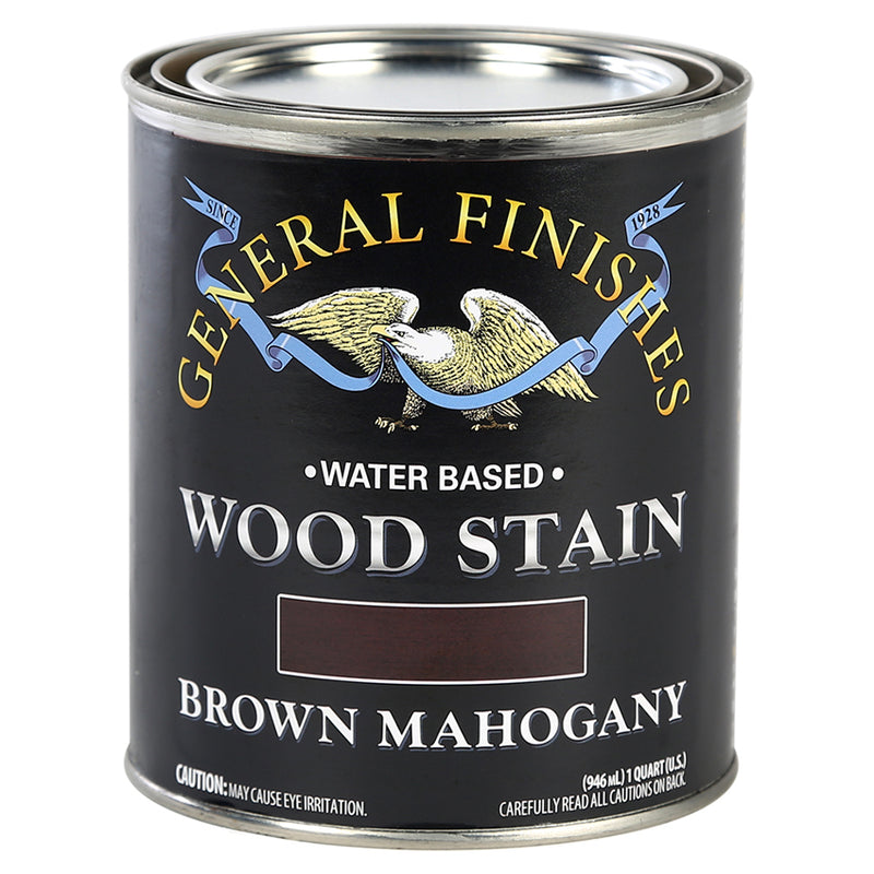 General Finishes Water-Based Wood Stain, Brown Mahogany, Quart can